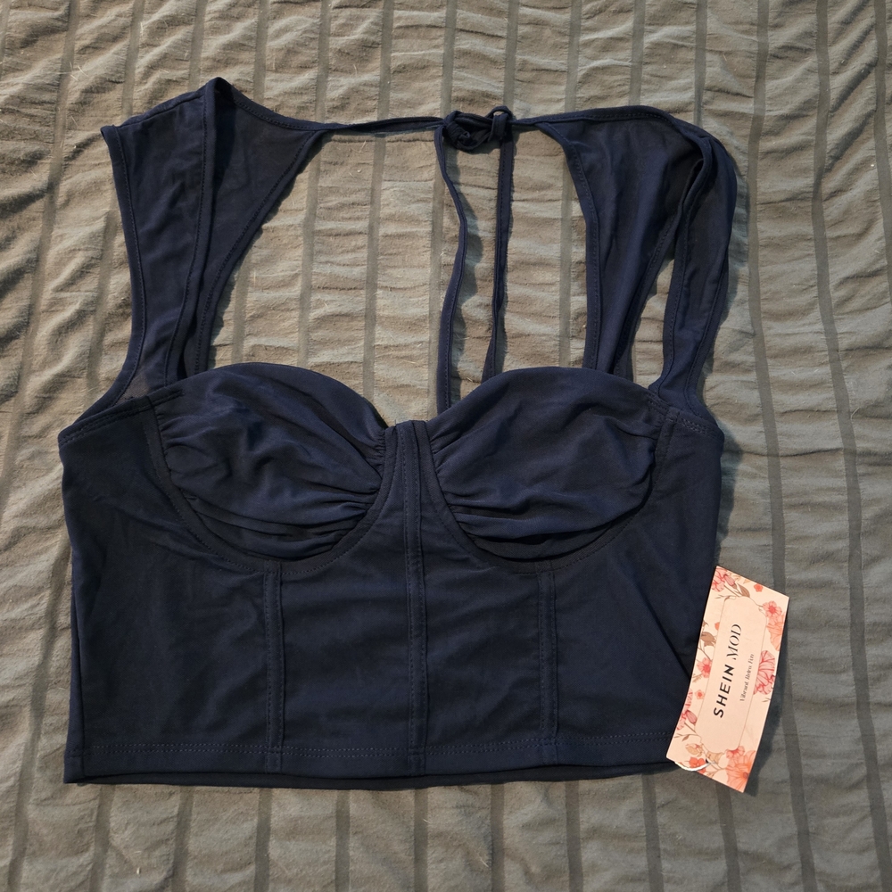 Shein Navy Blue Crop Top